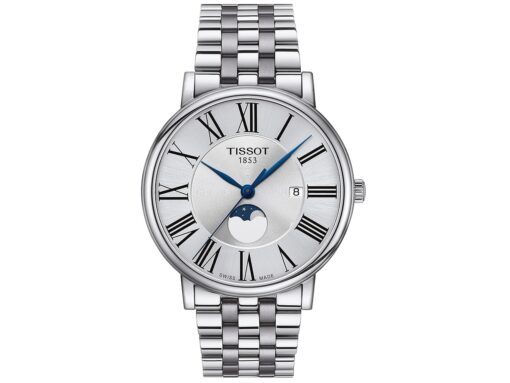 TISSOT CARSON PREMIUM GENT MONDPHASE EDELSTAHL SILBER METALLBAND